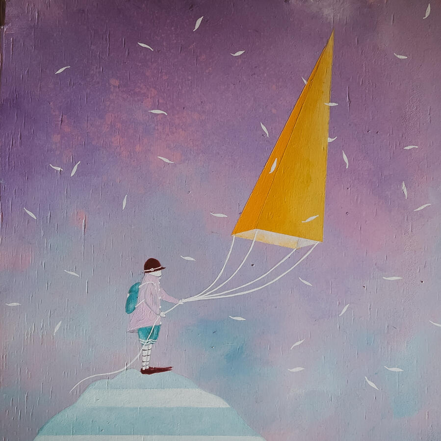 Arriva il vento che attendevamo / Here comes the wind we were waiting for · 31×31 cm