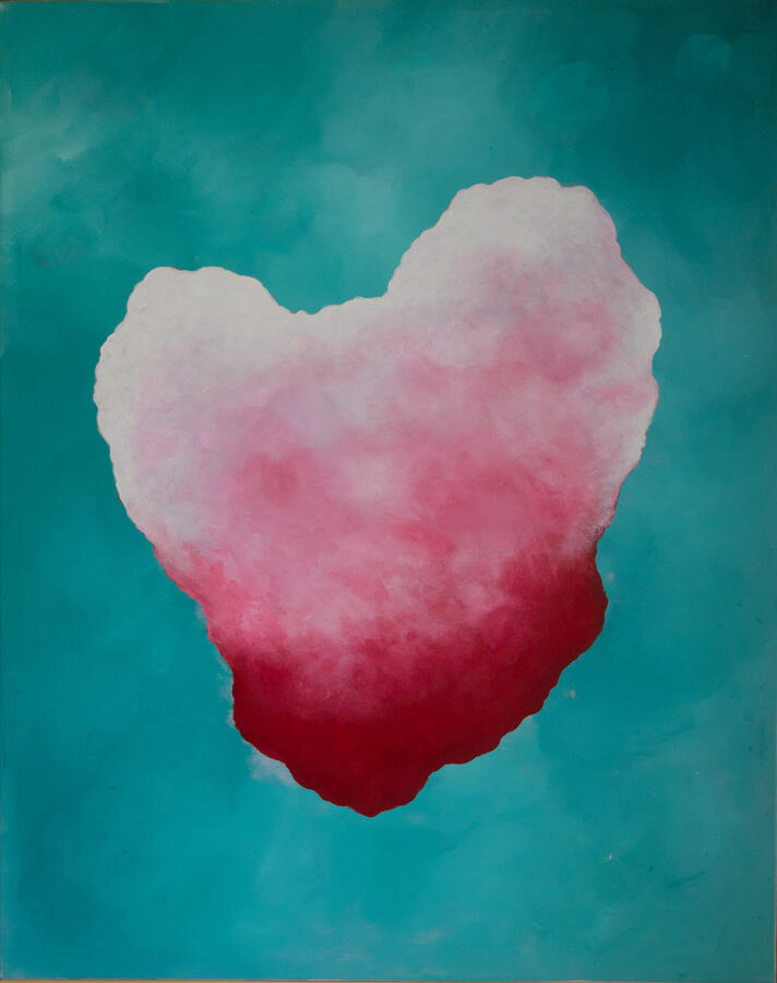 Nuvola cuore blu (nr 1) / Heart cloud, blue (no. 1) · 80×100 cm