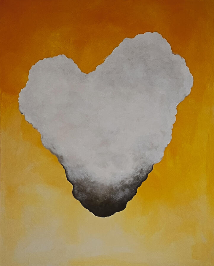 Nuvola cuore giallo / Heart cloud, yellow · 80×100 cm